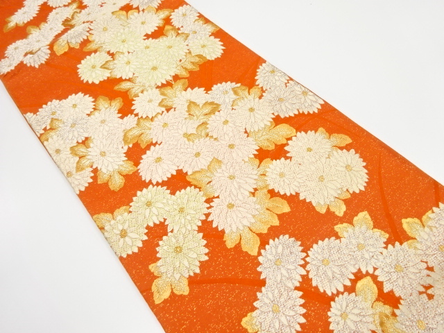 JAPANESE KIMONO / ANTIQUE FUKURO OBI / SILK / WOVEN KIKU